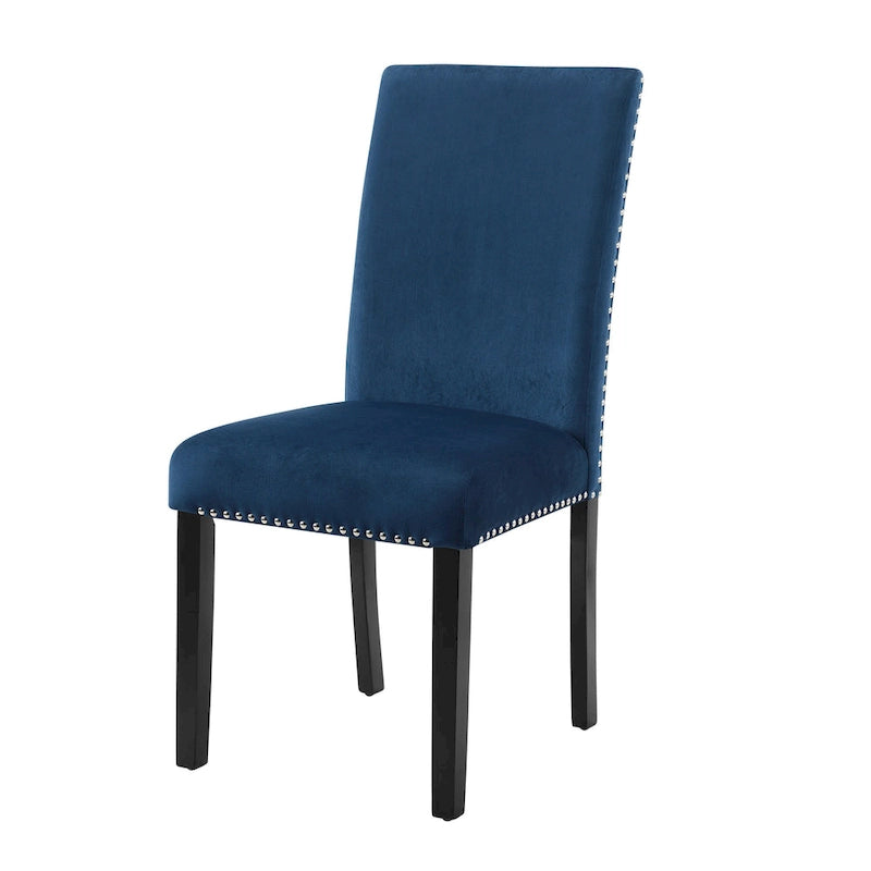 Velvet Parsons Dining Chair with Chrome Nailhead Trim, Set of 2, 3 Colors