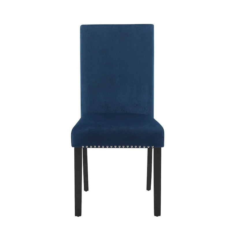 Velvet Parsons Dining Chair with Chrome Nailhead Trim, Set of 2, 3 Colors