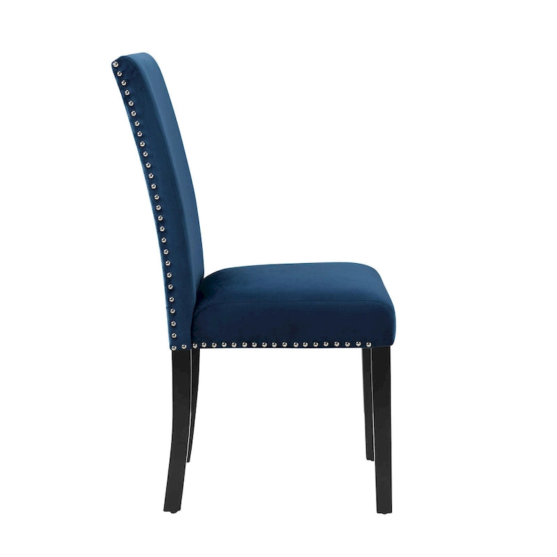 Velvet Parsons Dining Chair with Chrome Nailhead Trim, Set of 2, 3 Colors