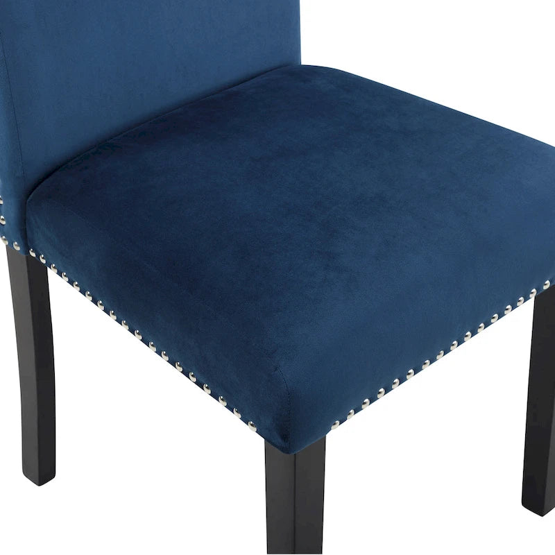 Velvet Parsons Dining Chair with Chrome Nailhead Trim, Set of 2, 3 Colors