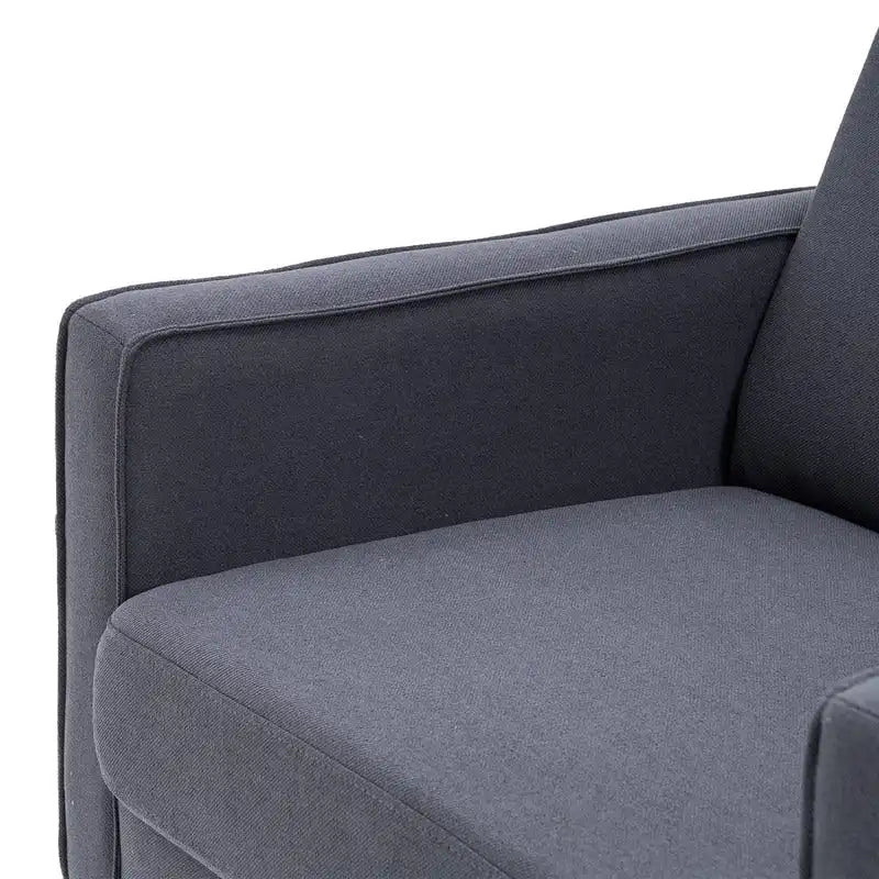 Upholstered Single Seat Accent Chair with Storage Pocket and Solid Wood Legs, Blue Creamy White Grey