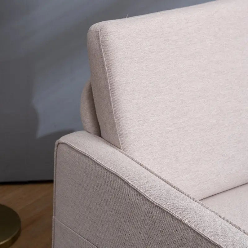 Upholstered Single Seat Accent Chair with Storage Pocket and Solid Wood Legs, Blue Creamy White Grey