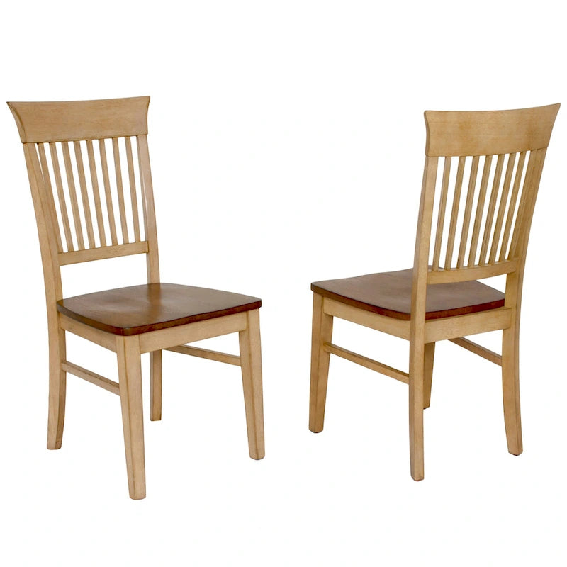 Brook Distressed Two Tone Light Creamy Wheat with Warm Pecan Brown Side Chair (Set of 2) - 22L x 18W x 38H