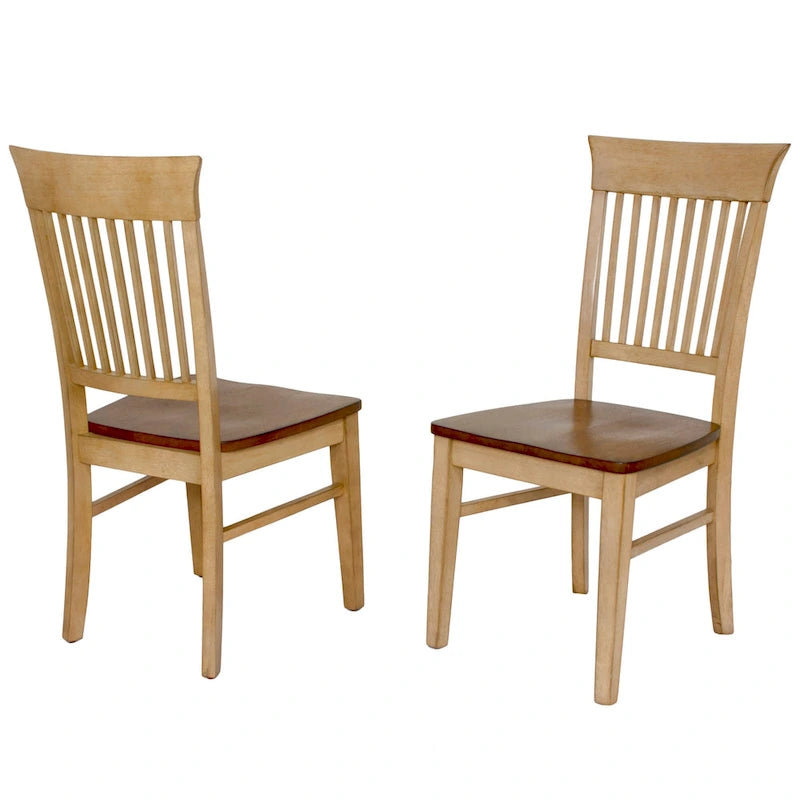 Brook Distressed Two Tone Light Creamy Wheat with Warm Pecan Brown Side Chair (Set of 2) - 22L x 18W x 38H