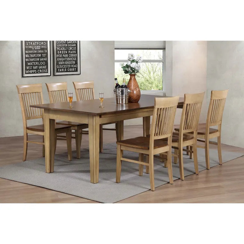Brook Distressed Two Tone Light Creamy Wheat with Warm Pecan Brown Side Chair (Set of 2) - 22L x 18W x 38H