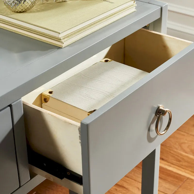 38-Inch 2-Drawer Console Table with Open Bottom Shelf and Ring Pulls, 4 Colors
