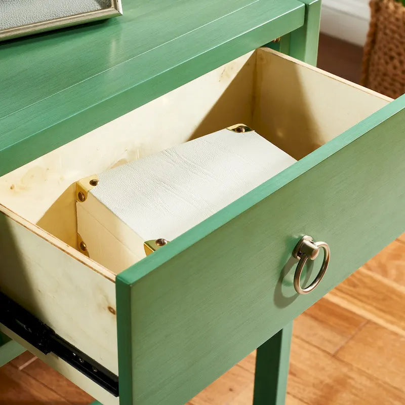 38-Inch 2-Drawer Console Table with Open Bottom Shelf and Ring Pulls, 4 Colors