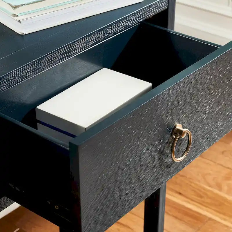 38-Inch 2-Drawer Console Table with Open Bottom Shelf and Ring Pulls, 4 Colors