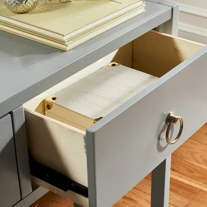 38-Inch 2-Drawer Console Table with Open Bottom Shelf and Ring Pulls, 4 Colors