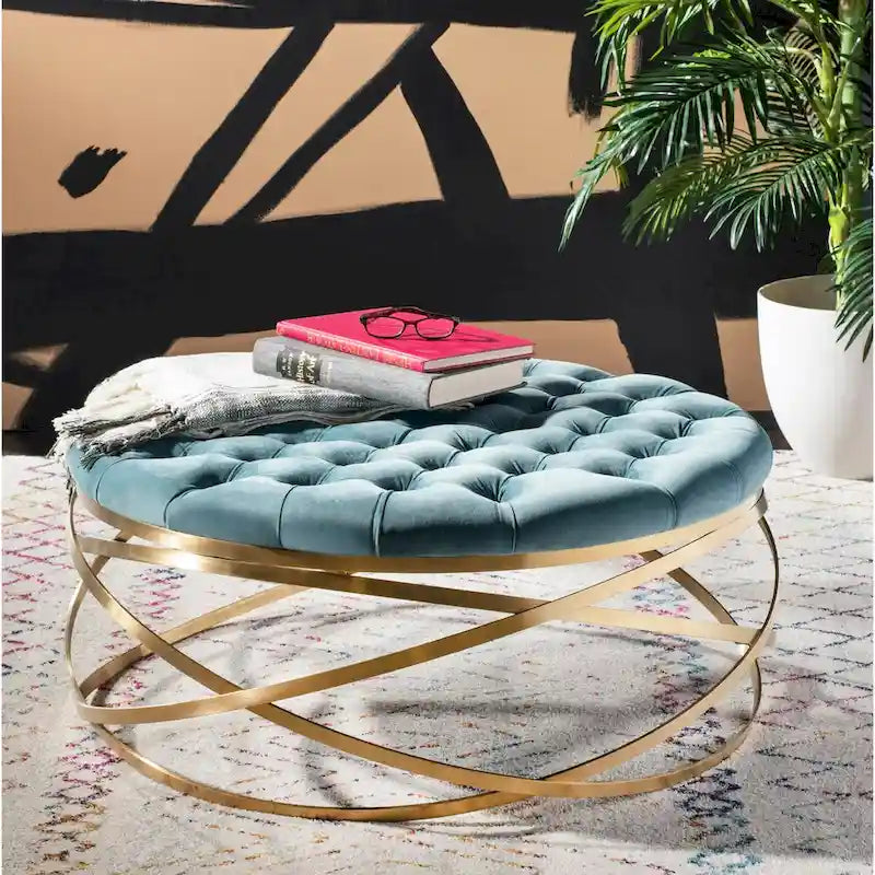 SAFAVIEH Couture Betta Tufted Velvet Ottoman