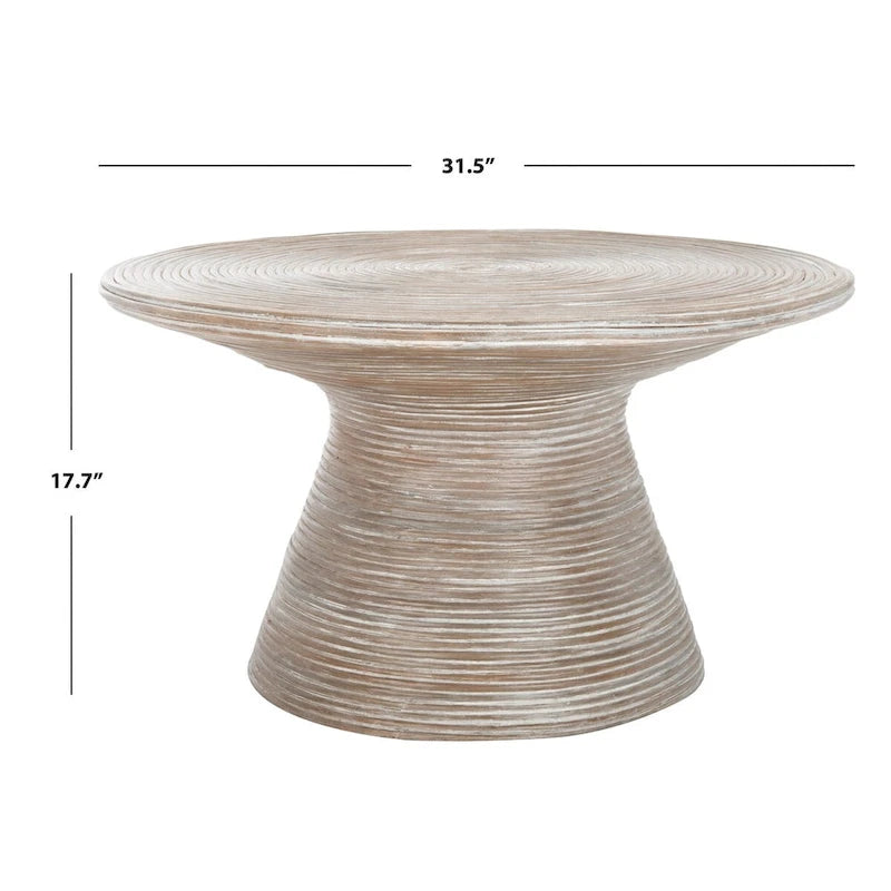 SAFAVIEH Zinca Pedestal Metal Round Coffee Table - 31.5 W x 31.5 L x 17.7 H - 32Wx32Dx18H