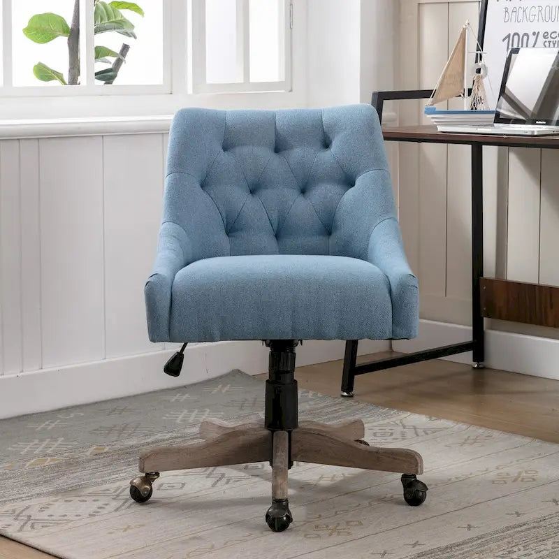 Tufted Fabric Swivel Desk Chair with Adjustable Height and Casters, 5 Colors