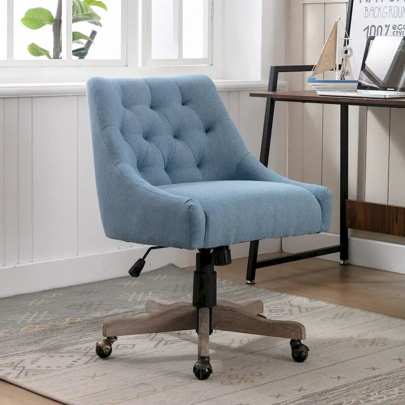 Tufted Fabric Swivel Desk Chair with Adjustable Height and Casters, 5 Colors