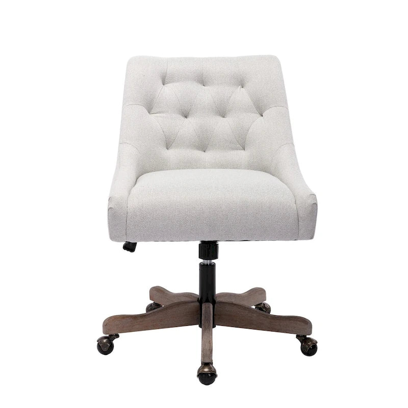 Tufted Fabric Swivel Desk Chair with Adjustable Height and Casters, 5 Colors