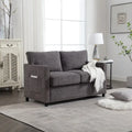 52-Inch Chenille Loveseat with Nailhead Trim and Side Storage Pockets, Grey Beige