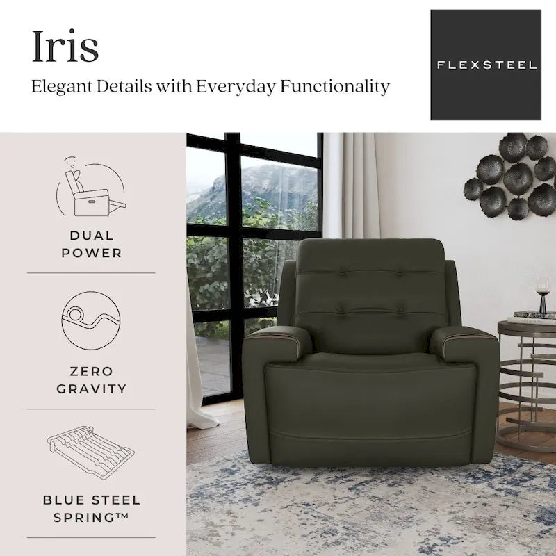 Zero Gravity Power Recliner with Adjustable Headrest and USB Charging Ports, Charcoal Khaki