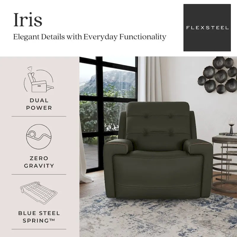 Zero Gravity Power Recliner with Adjustable Headrest and USB Charging Ports, Charcoal Khaki