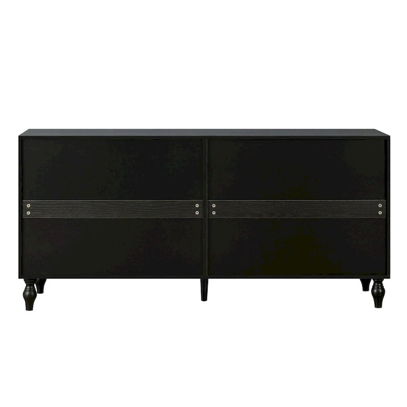 Vintage Carved Floral 2-Door Sideboard Storage Cabinet, Convertible TV Stand, Black White