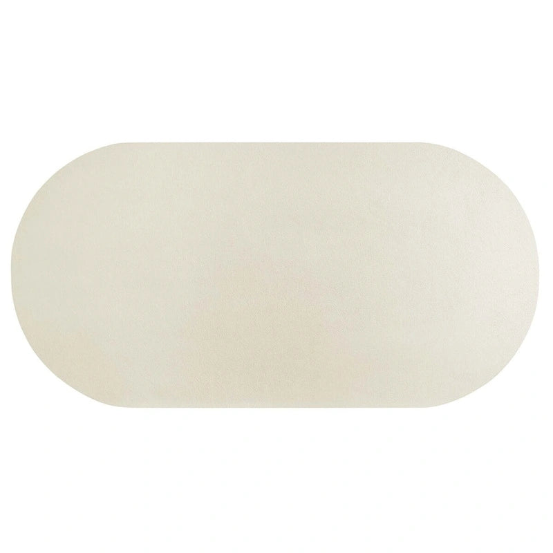 72-Inch Oval Concrete-Look Dining Table with Triple Cylinder Pedestal Base, White Black