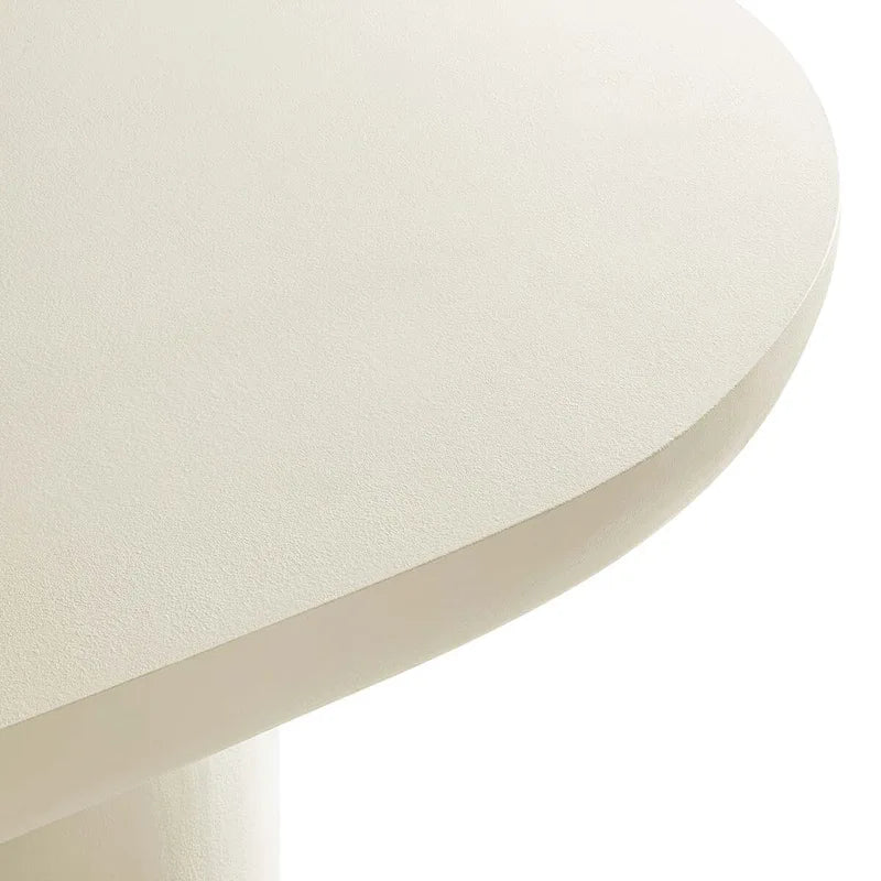 72-Inch Oval Concrete-Look Dining Table with Triple Cylinder Pedestal Base, White Black