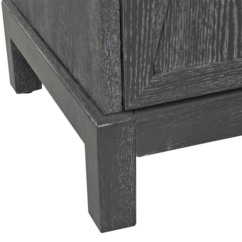 4-Door Sideboard Cabinet with Diamond Mirror Panels and Ring Handles, Grey Brown