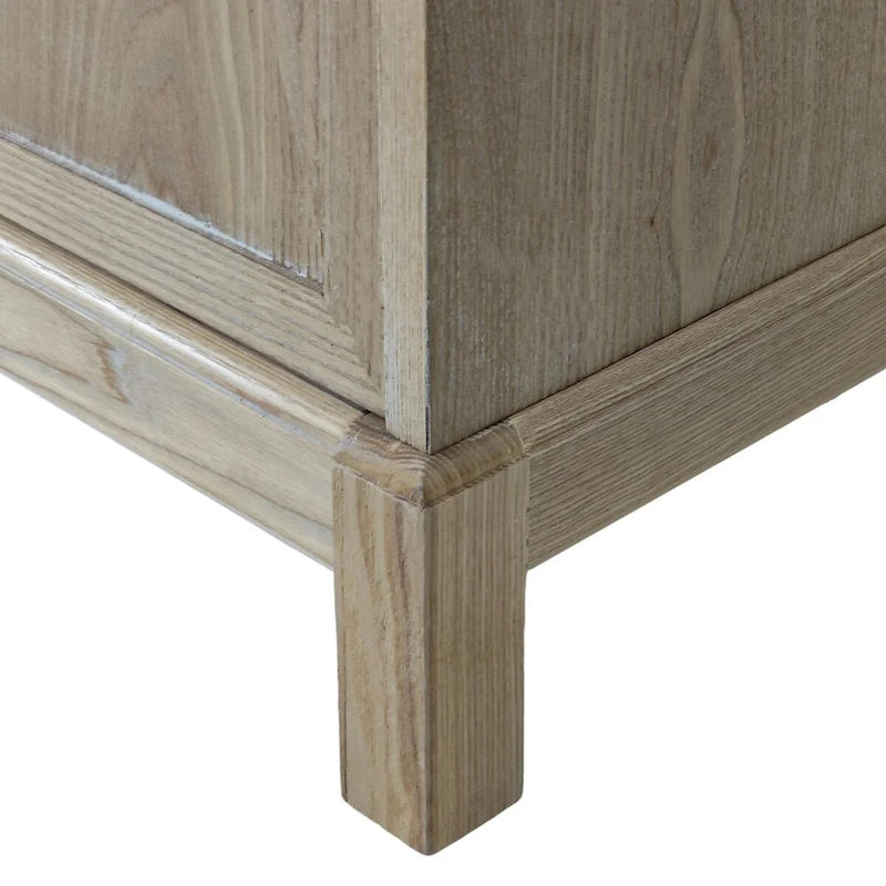 4-Door Sideboard Cabinet with Diamond Mirror Panels and Ring Handles, Grey Brown