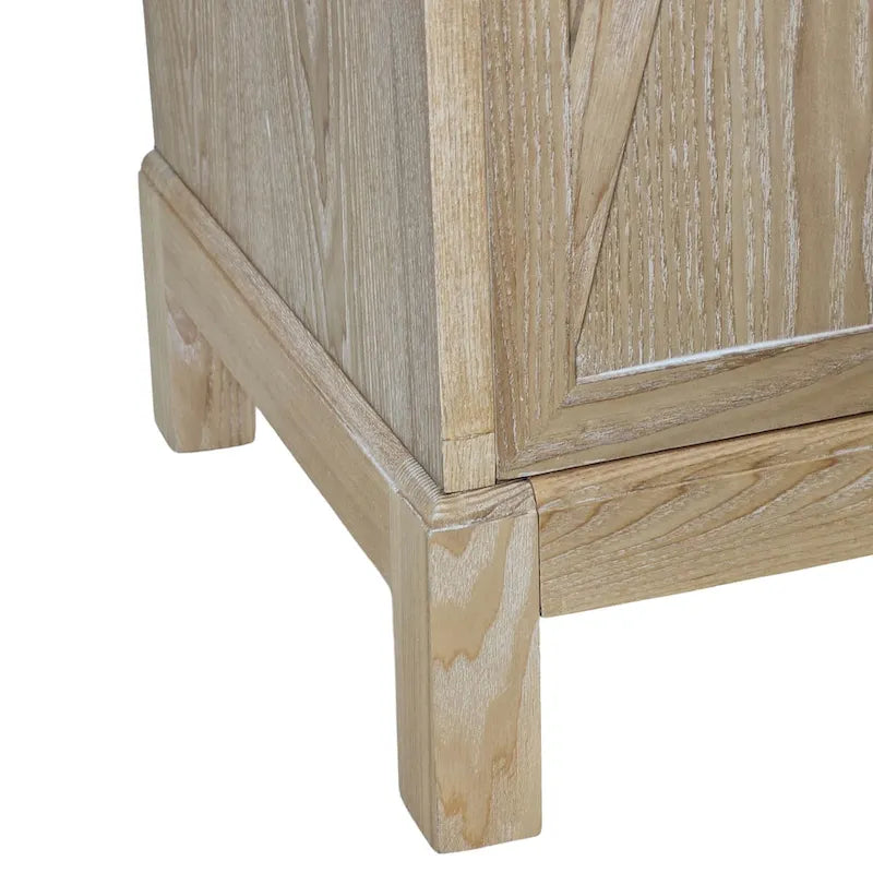 4-Door Sideboard Cabinet with Diamond Mirror Panels and Ring Handles, Grey Brown