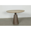 39-Inch Round Wood-Top Pedestal Dining Table with Cone Metal Base, Weathered Natural